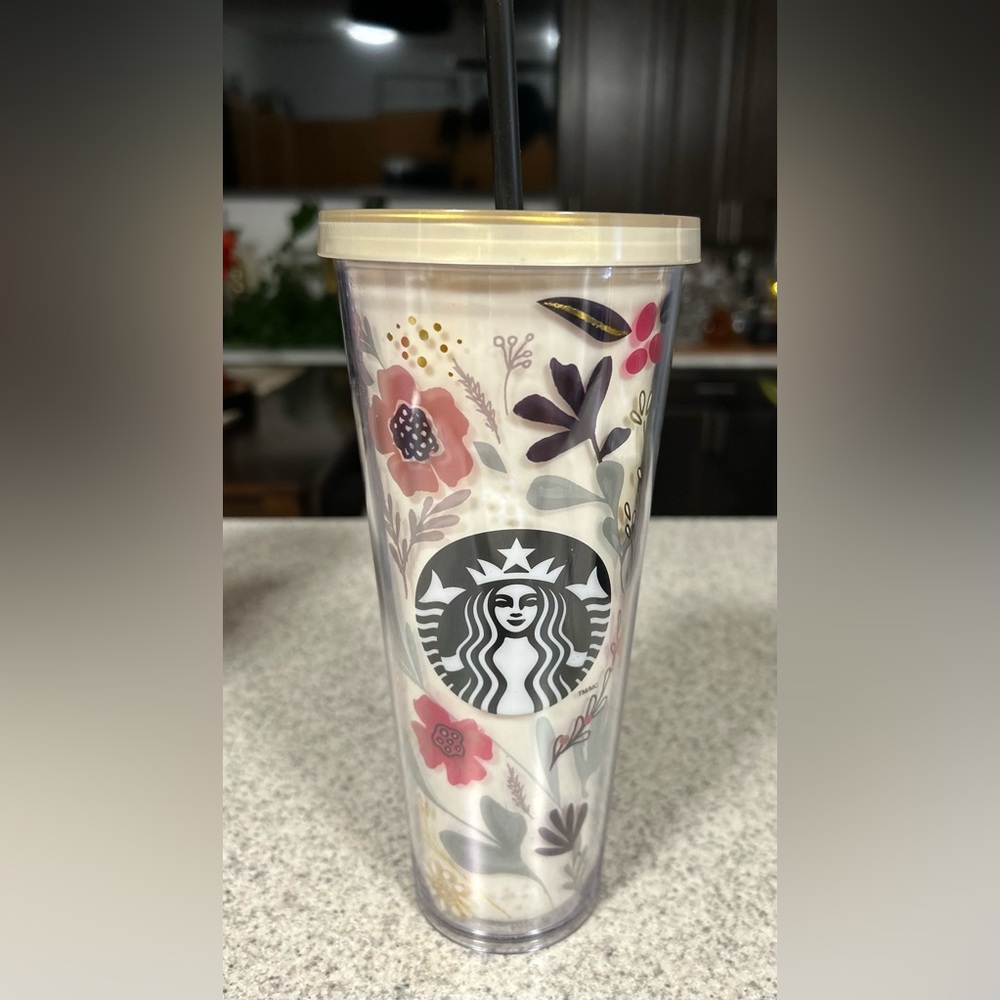 RARE Starbucks 2014 Flower Pattern Floral Harvest Tumbler
